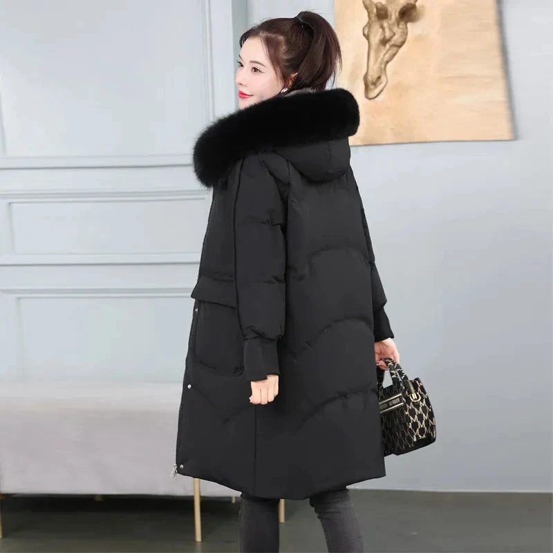 90% White Duck Down Jacket Long Female Winter 2021 New Korean Simple Fashion Hooded Down Jacket Women Warm Elegant Coat