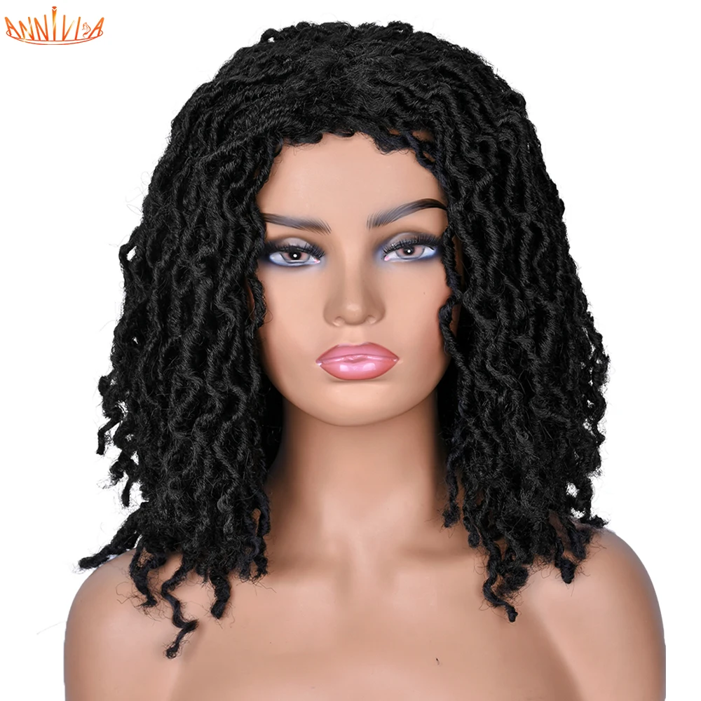 

Short Dreadlock Synthetic Hair Wig Crochet Hair Faux Locs Curly Soft Wigs Goddess Locs Braids Wigs For Black Women 16inch