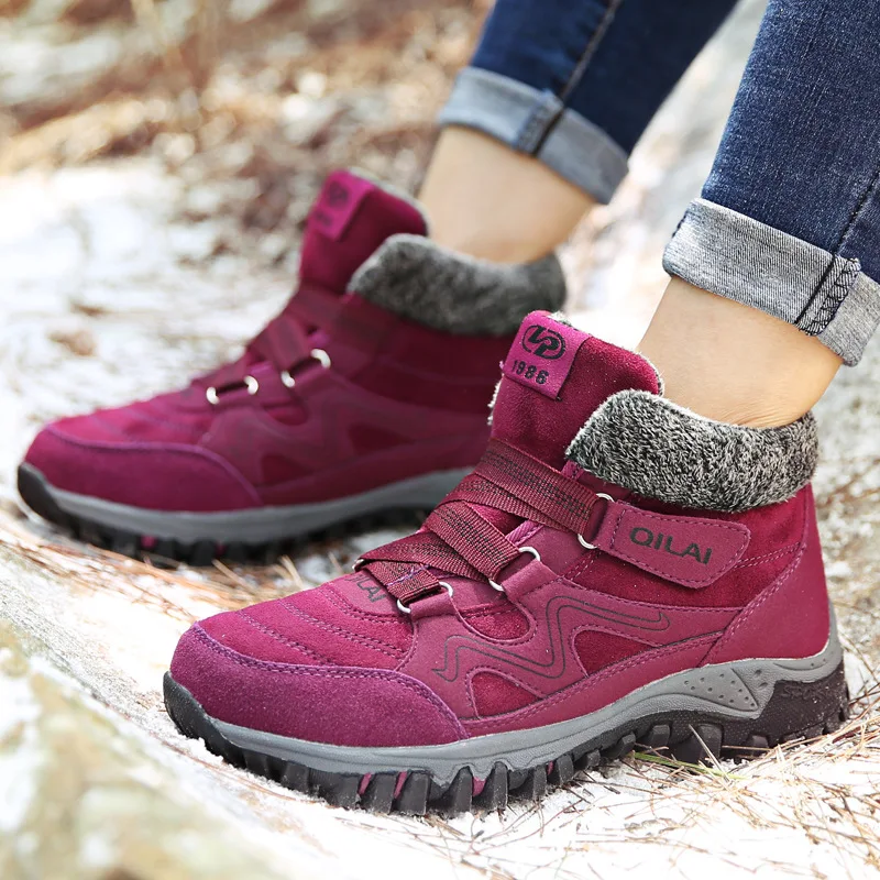 Зимние женские ботинки теплые на меху уличные Водонепроницаемые зимние