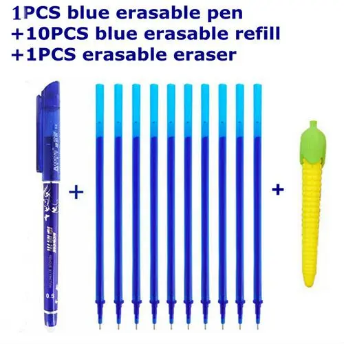 C style blue ink 12 шт./компл. стираемая ручка с заправляемым стержнем стержень гелевая ручка 0,5 мм синий/черные чернила для заправки зажигалок для школы и офиса письменные канцелярские инструменты принадлежности Ручки - Цвет: C style blue ink