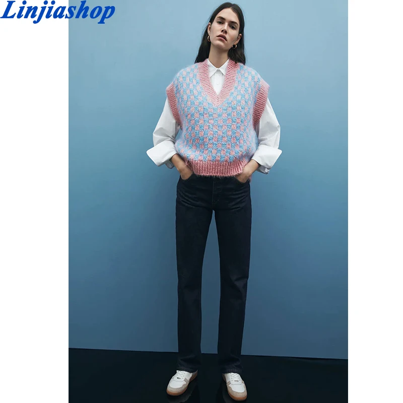 

Весенний женский свитер, повседневный трикотажный шикарный женский жилет без рукавов с v-образным вырезом