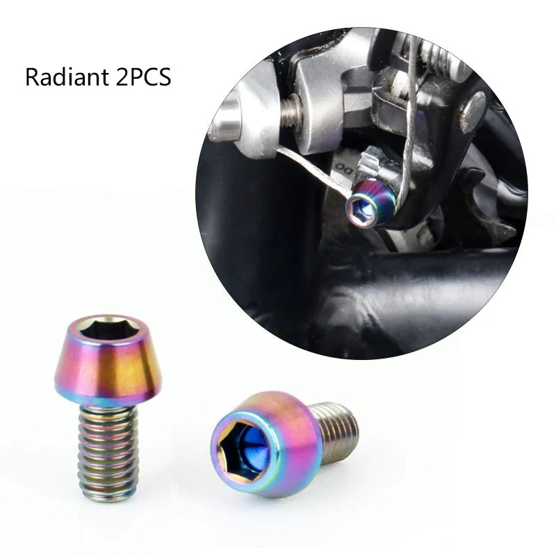 Deemount Ti TC4 болты M5* 9 с шестигранной головкой для крепления кабеля переключения передач для велосипеда MTB дорожный велосипед запчасти переключатель кабеля титановые винты 2 шт - Цвет: Radiant 2PCS