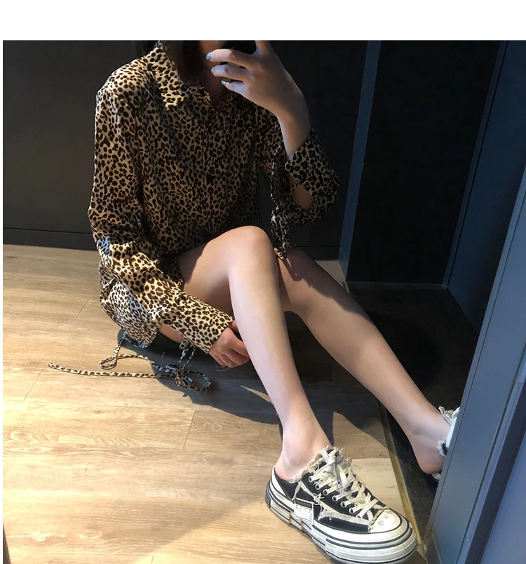 

2020 Spring Summer Fashion Women Loose Leopard Shirt Long Sleeve Casual Chiffon Shirts Female Streetwear Blouse Tops Oversize