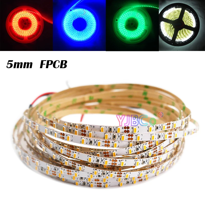 

5M 12V DC 5mm narrow PCB high bright single color LED Strip 3014 SMD 120leds/M White/warm white/Red/blue/Green/Yellow Light Tape