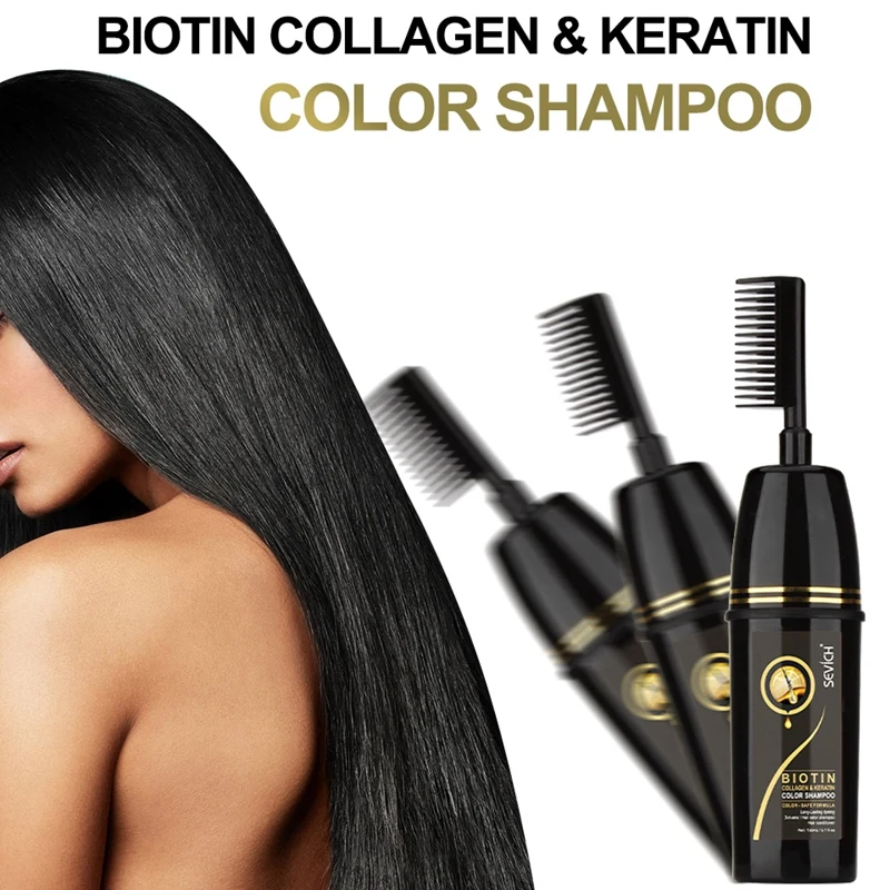 

Sevich Biotin Collagen & Keratin Repair Blackening Hair Shampoo Hair Styling 250ml Smoothg Hair Color Dye Shampoo With Comb