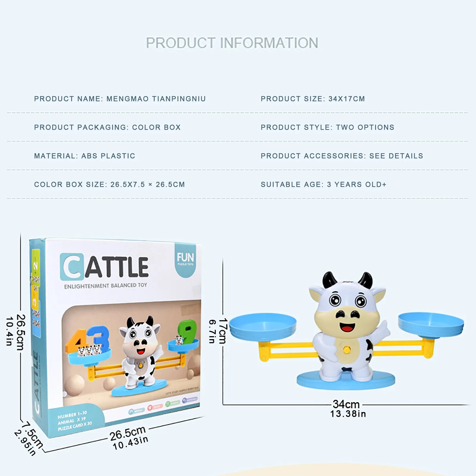 

Lovely Cow Balance Game Scale Early Learning Weight Child Kids Intelligence Toys Mathematical Auxiliary Educational Best Toys