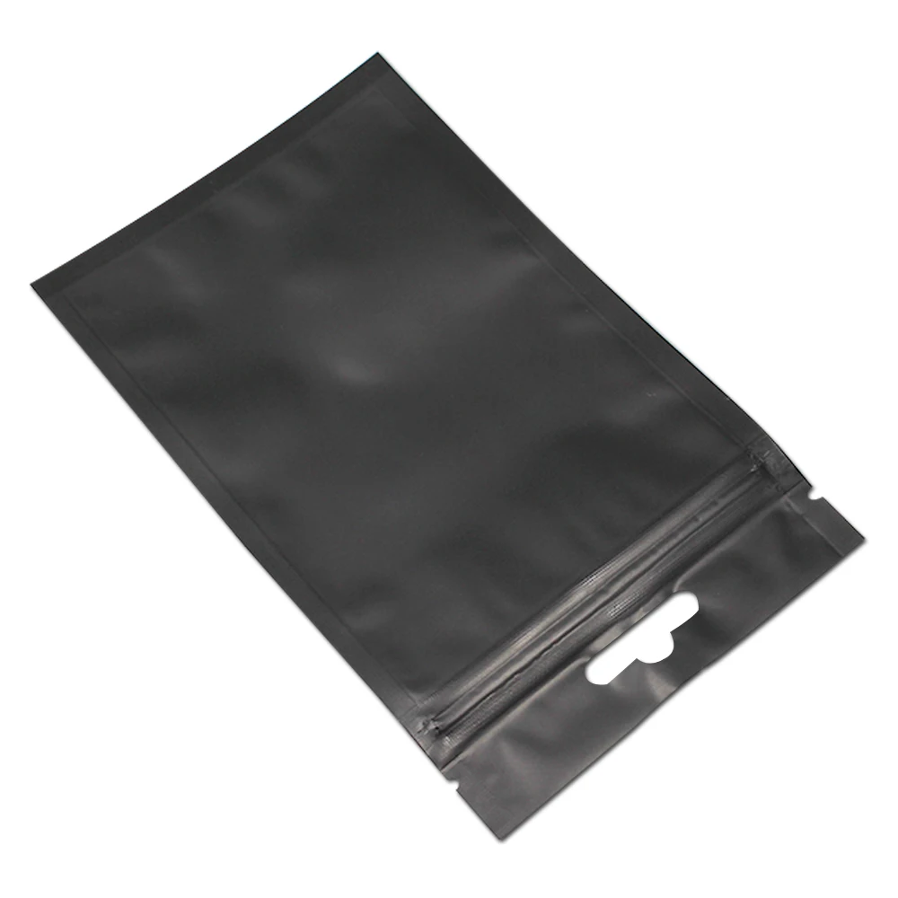 100PCS Resealable Matte Black Aluminum Foil Frosted Clear Plastic Bags Valve Zip Lock Pouches Package Storage Bag With Hang Hole | Дом и сад