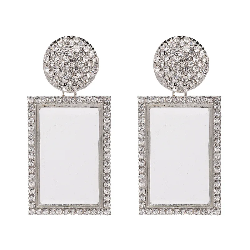 Новые женские серьги с кристаллами большие прямоугольные модные ювелирные
