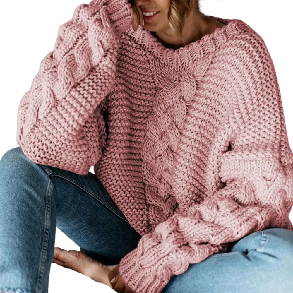 

Женский Однотонный свитер для офиса, осенне-зимний теплый пуловер с вырезом лодочкой и принтом, свободный облегающий свитер для повседневн...