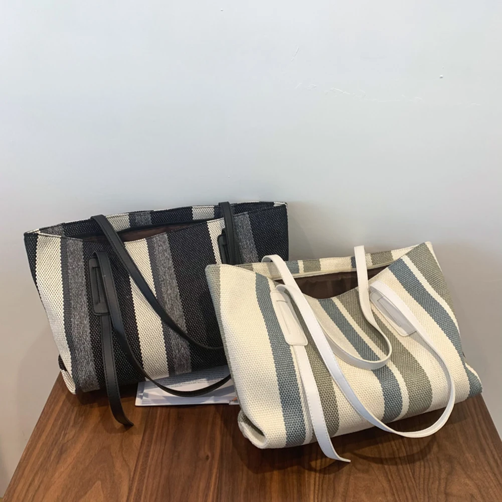 

Женская сумка через плечо из искусственной кожи с принтом в полоску, популярные цветные вместительные сумки, модные женские сумки через пле...