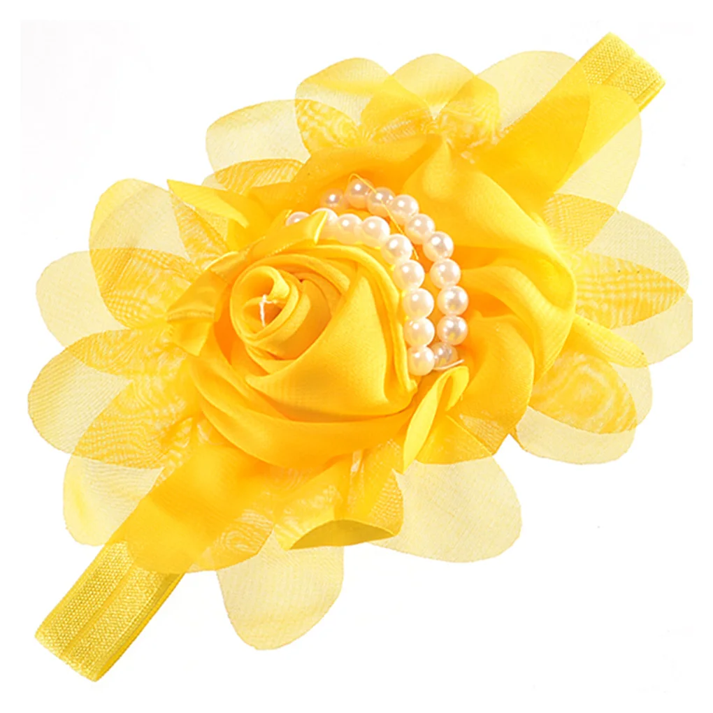 

Baby Rose Headwear Flower Pearl Hair Band Prop Girl Infant Decorative Elastic Headband For Photography Hair Band Hairbands