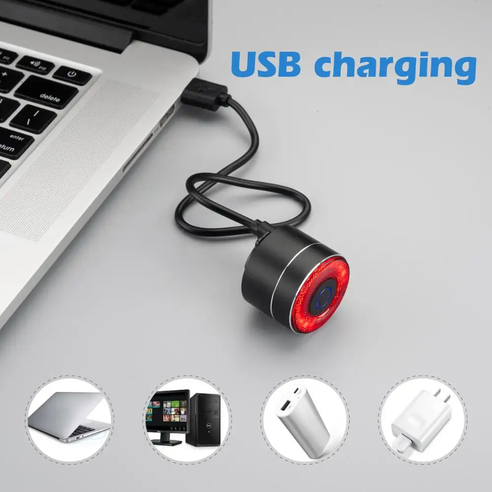 В наличии умный велосипед задний светильник Авто старт/стоп сигнал зондирования