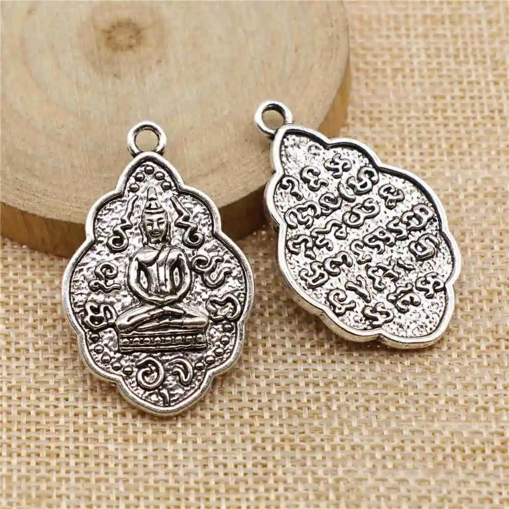 

Jewelery Pendants Making Charms For Jewelry 4pcs Buddha Statue Charms 42x27mm Antique Silver Plated
