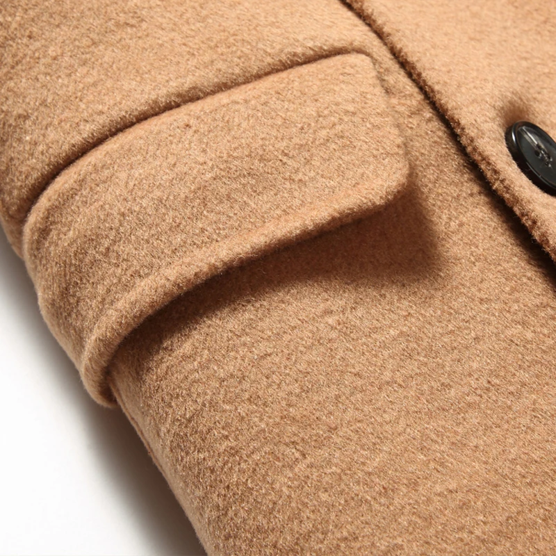 Winter Men's Casual Wool Trench Coat Fashion Business Medium Solid Thicken Slim Windbreaker Overcoat Jacket Male Plus Size 3XL | Мужская