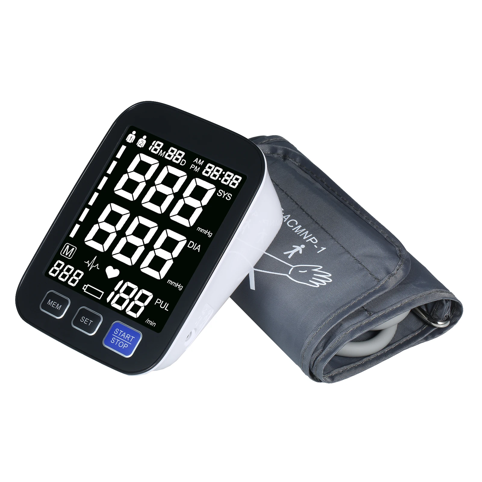 

Blood Pressure Monitor Automatic Digital LCD Large Cuff Upper Arm Blood Pressure Monitors BP Heart Rate Pulse Meter Tonometer