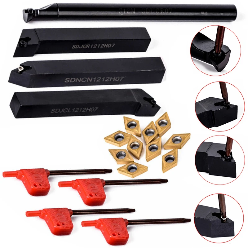 

Lathe Turning tool Cutter Threading Holder Cutting Equipment Set DCMT0702