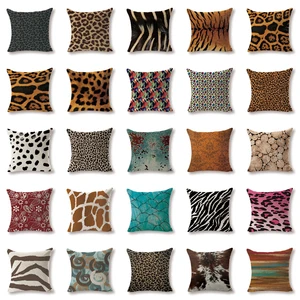 Искусственная Подушка, чехол с леопардовым рисунком, декоративная подушка из хлопка и льна для дома
