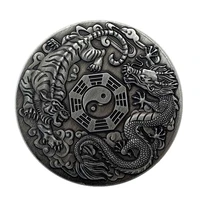 dragon tiger fighting tai chi nickel ancient silver commemorative coin gift lucky coin feng shui