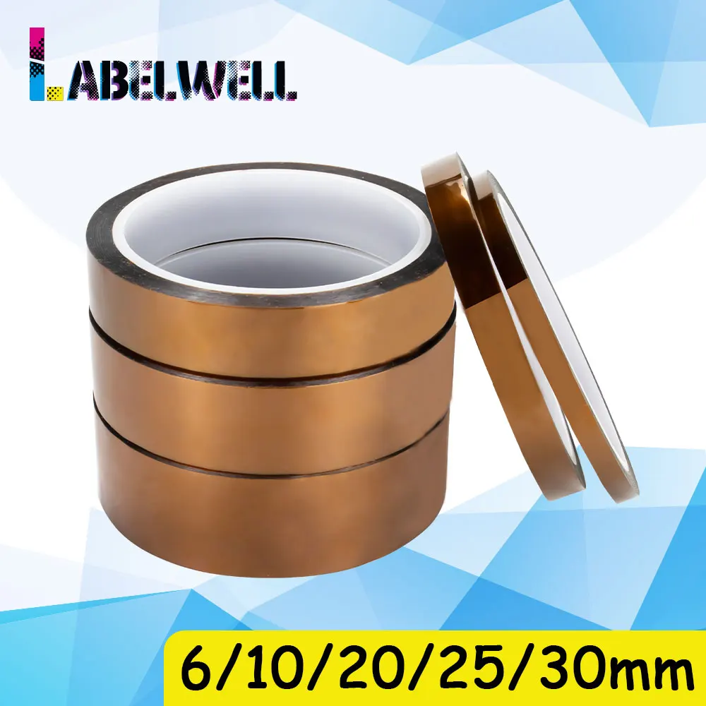 

Labelwell Kapton tape Width 6/10/20/25/30mm Length 33m High Temperature Heat BGA Tape Thermal Insulation Tape Polyimide tape