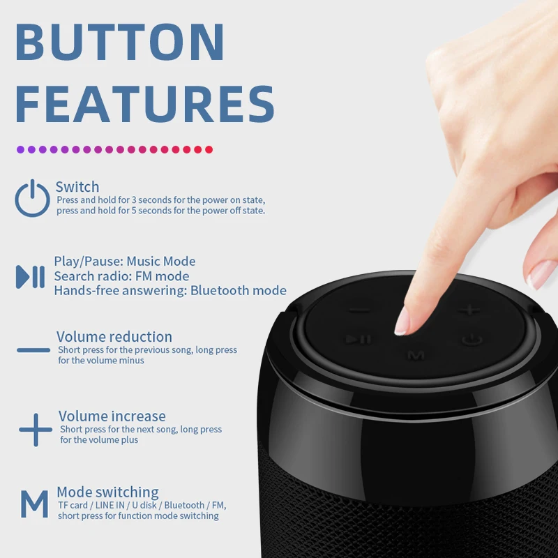 TG113C портативные беспроводные динамики bluetooth водонепроницаемый стерео Колонка Мини динамик с микрофоном FM Радио MP3 коробка басового звука