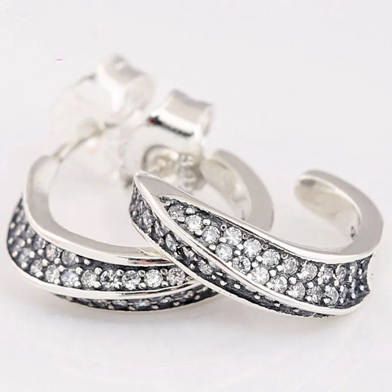 

100% 925 Sterling Silver Pan Earring Elegant Wave Earrings For Women Wedding Gift Fashion Jewelry