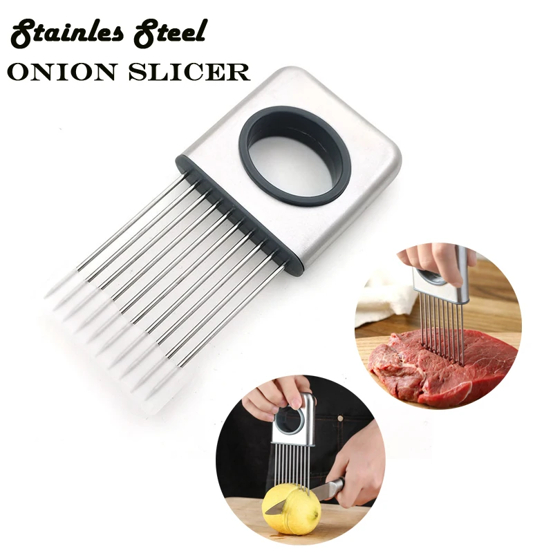 

Луковая игла из нержавеющей стали вилка для лука безопасная режущая фреза для овощей фруктов ремешок для томатов кухонные аксессуары инстр...