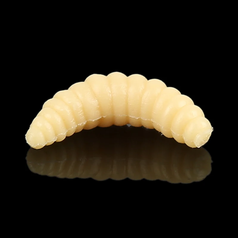 

100PCS Bionic Bread Bug Smell Hand Pole Durable Soft Yellow Worms Maggot Grub Fishing Tool VSR for fishermen Fishing Lures