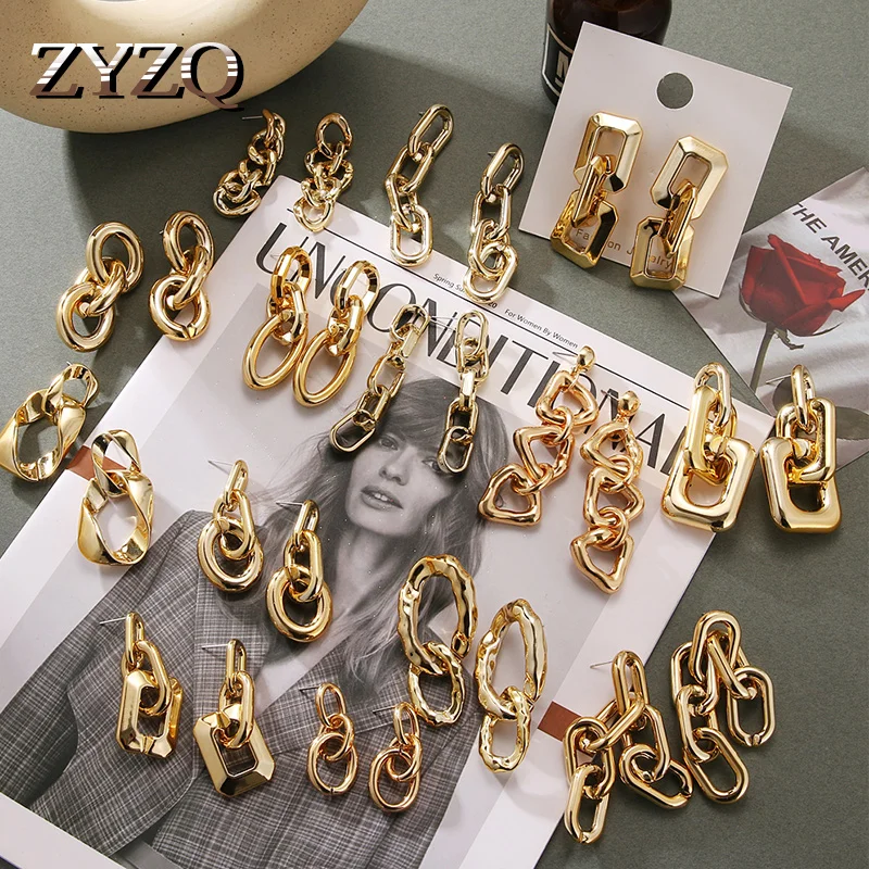 

ZYZQ новые металлические серьги-цепочки для женщин модные серьги-кольца неправильной геометрической формы в стиле хип-хоп для вечеринки ювел...