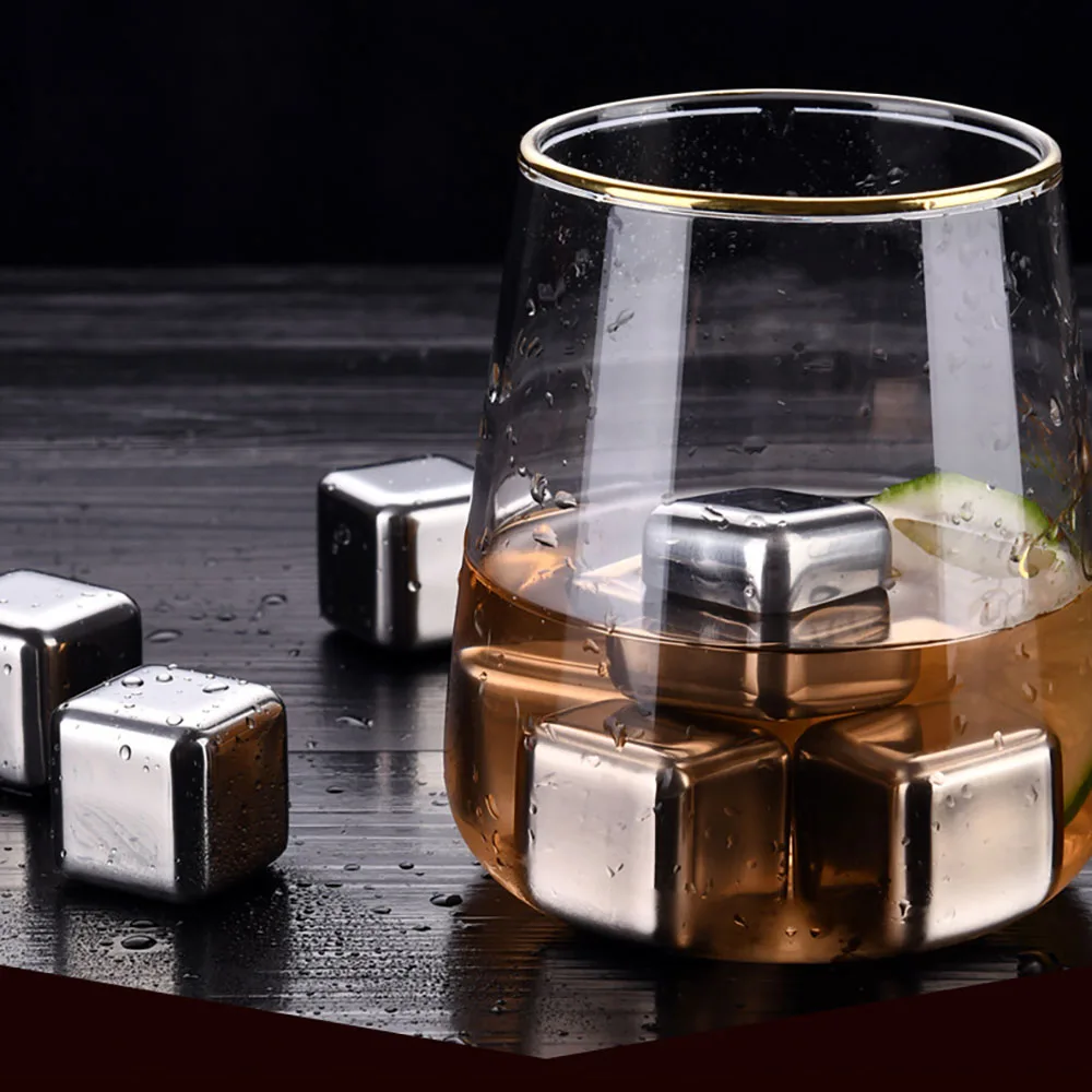 

8pcs Stainless Steel Ice Cubes Reusable Stones Chilling For SGS Test Pass Whiskey Wine Keep Your Drink Cold Longer