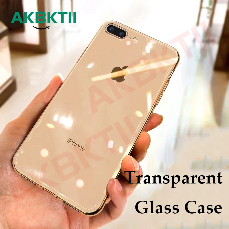 Роскошный стеклянный чехол AKBKTII для iPhone xr прозрачный 7 Чехол 8 plus закаленное