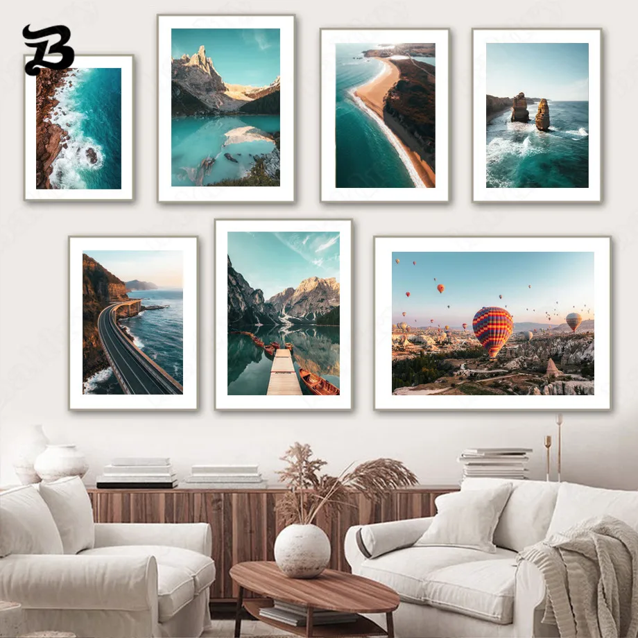 

Canvas Painting Wall Art Sea Lake Reef Waves Turkey Mountain Seascape Scenery Canvas Posters and Prints for Living Room Decor