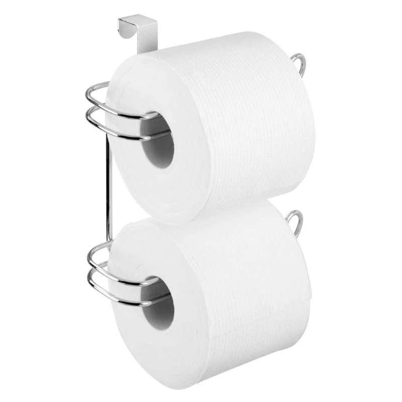 

2022 New Hold 2 Rolls Metal Compact Hanging Over The Tank Toilet Tissue Paper Roll Holder