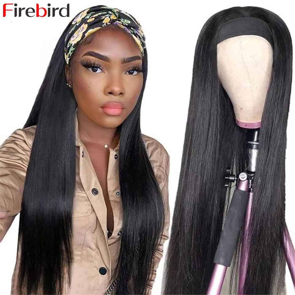 

Firebird No Glue Scarf Headband Wig Cheap 28 30 32 Inch Long Straight Head band Wigs Human Hair Hoofdband Raw Indian Hair Wigs