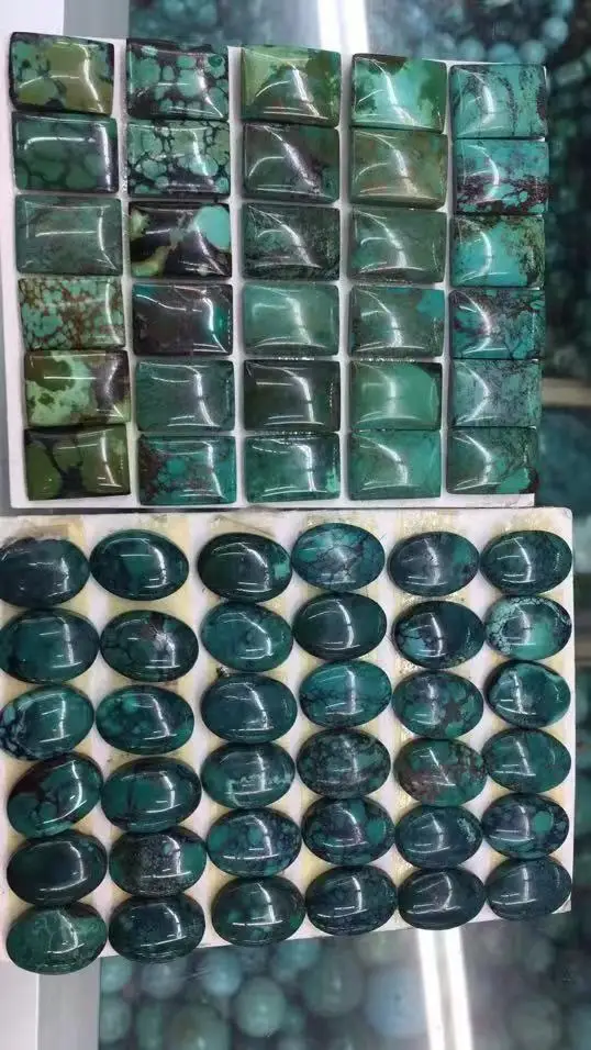 Precious Gems real natural turquoise bare wholesale oval squares used for mosaic earrings rings pendent inlays Large particles