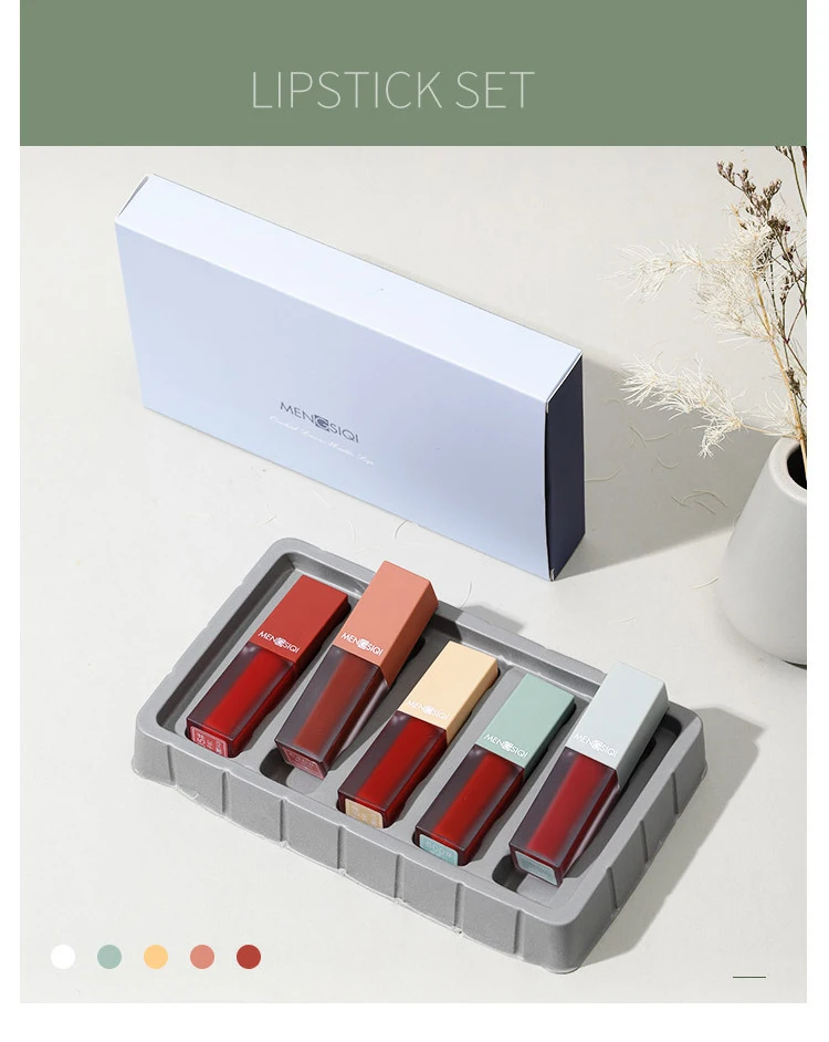 5 шт. бархатный набор из глазури для тумана и губ губная помада паритет матовая