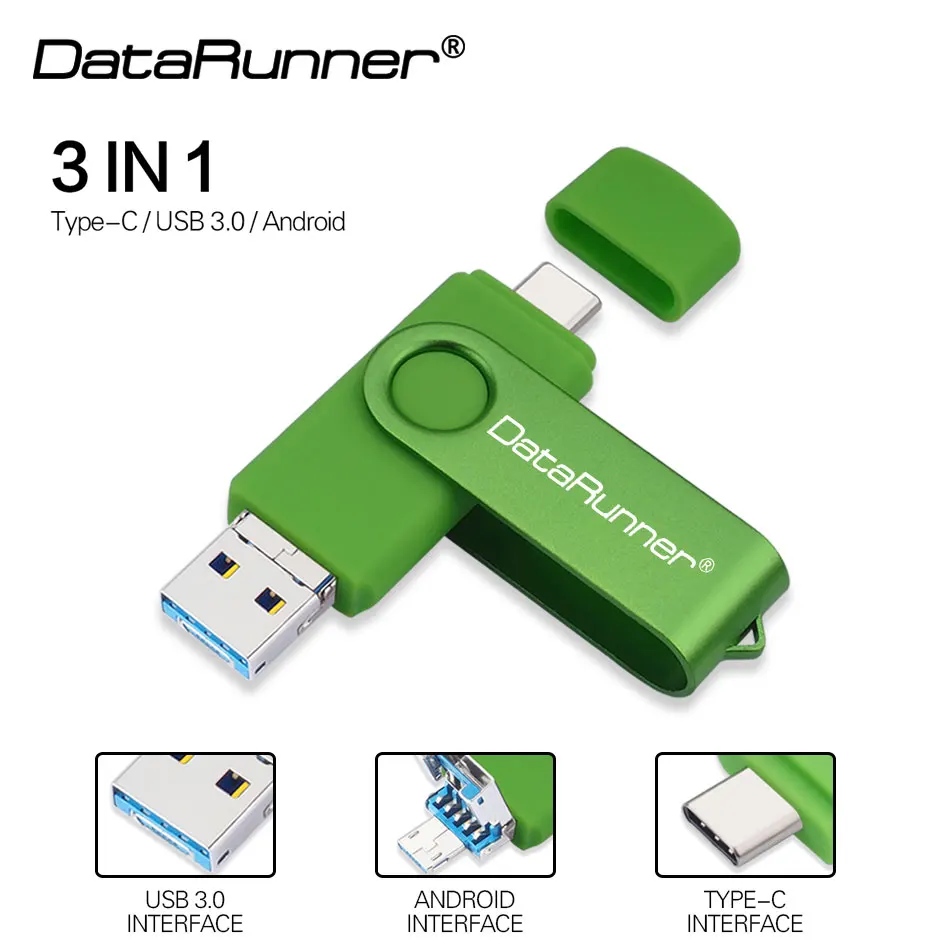 

New DataRunner OTG USB Flash Drive USB 3.0 Pendrive 512GB 256GB 128GB 64GB 32GB USB Stick for Type C/Micro USB SmartPhone/PC