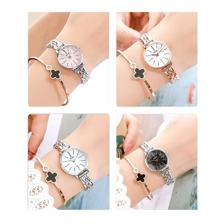

KEZZI Simple Women Stainless Steel Bracelet Watches Ladies Multi Cutting Surface Mirror Small Dail Quartz Watch 3 Colors