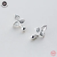 dreamhonor 925 sterling silver three leaf flower earrings jewelry stud earrings for women gift smt696
