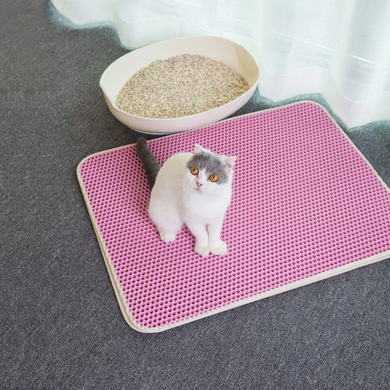 Waterproof Pet Cat Litter Mat Foldable EVA Double-Layer Cats Bottom Non-slip Layer Catcher | Дом и сад