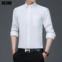 top grade new fashion brand slim fit solid color classic mens button down oxford shirt long sleeve casual mens clothing 2021