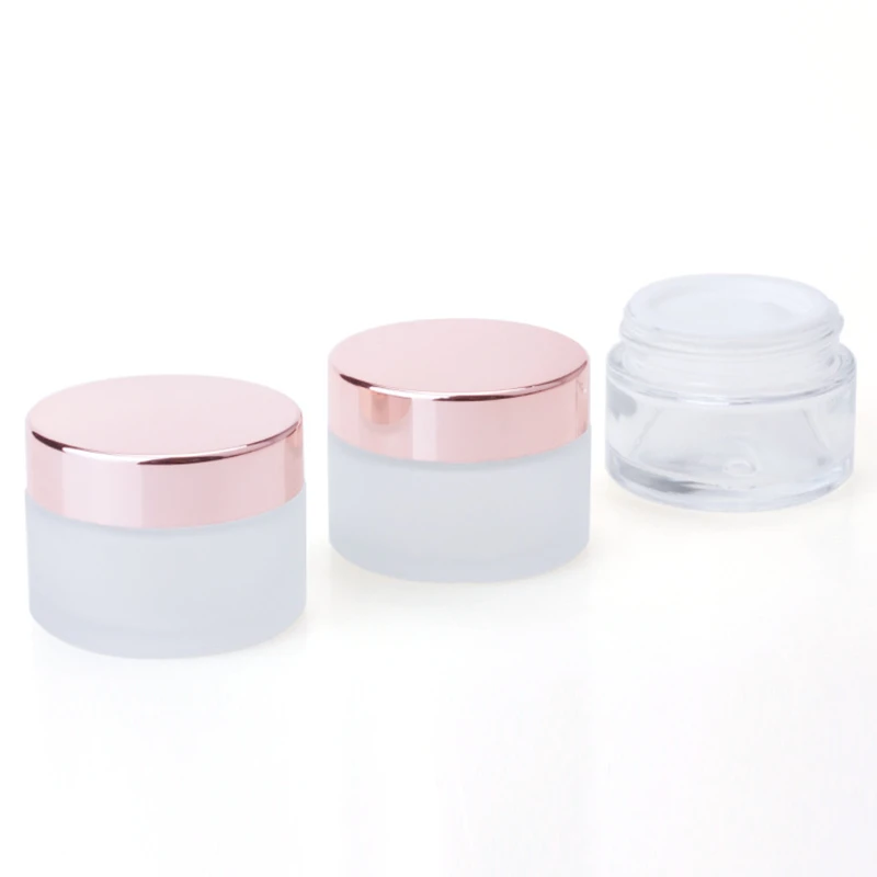 

100pcs 5/10/15/20/30/50g frosted Glass Jar Skin Care Cream Refillable Bottle Cosmetic Container With Lid Eye Cream Jars