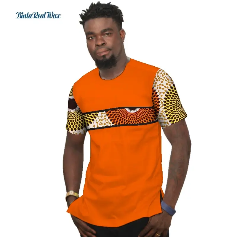 Мужская рубашка Bazin Riche летняя Лоскутная из 100% хлопка с принтом Дашики в