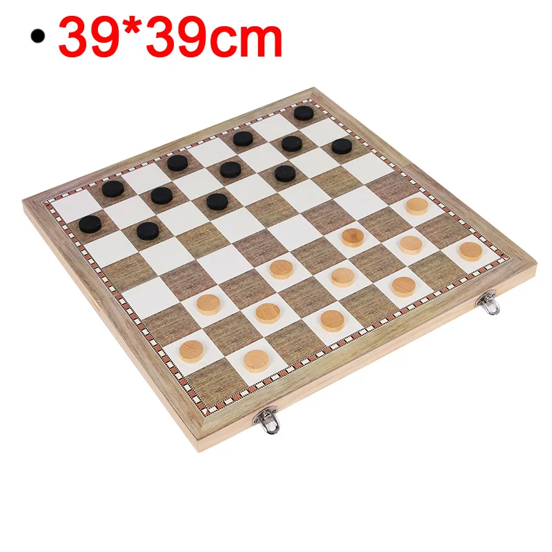 ZL green 39x39 cm Деревянный Шахматный набор, нарды, шашки, 3 в 1, шахматы для путешествий, деревянные шахматы и доски для детей, взрослых, три игры I1 - Цвет: ZL green 39x39 cm