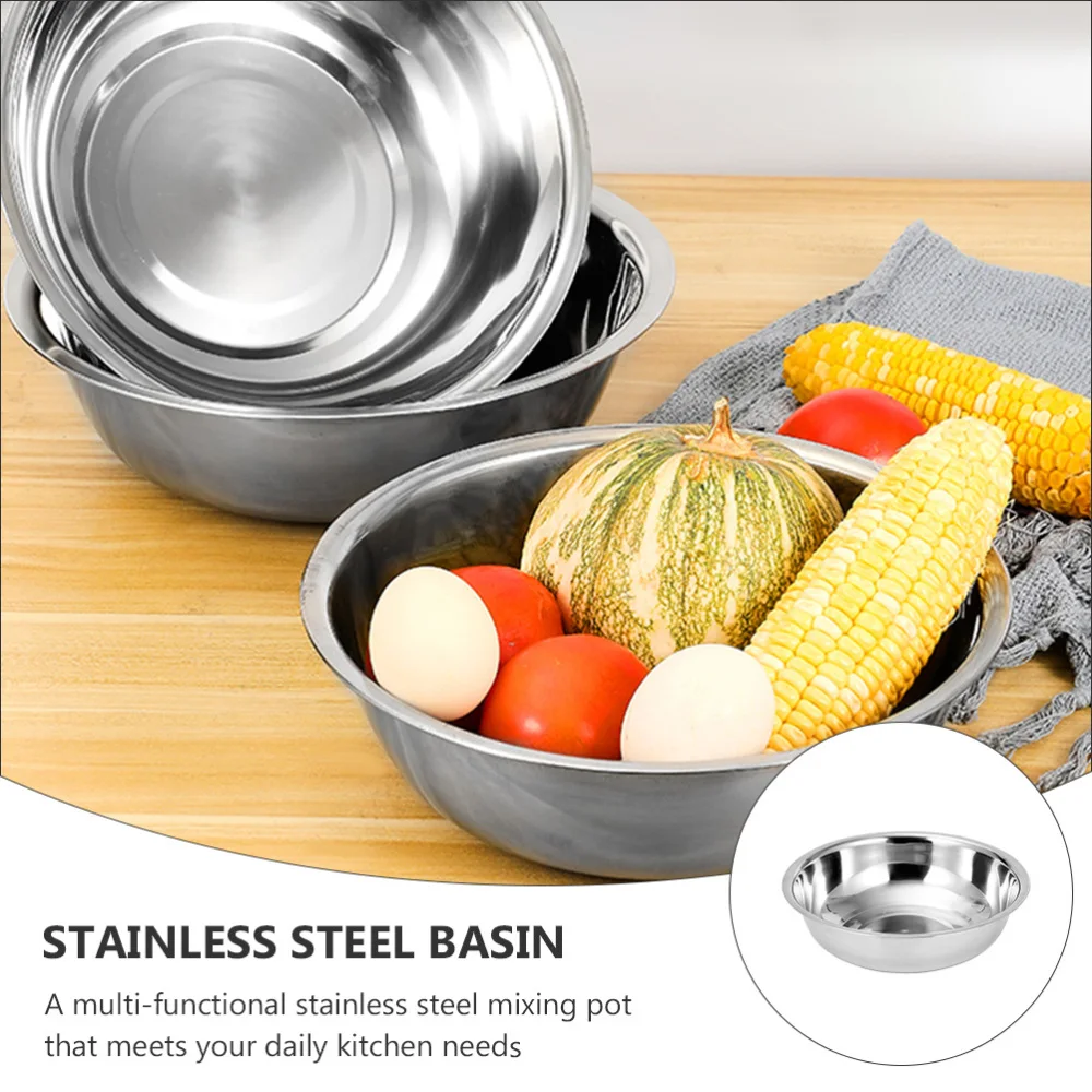 

1pc Stainless Steel Basin Vegetable Washing Pot Salad Mixing Bowl Tableware