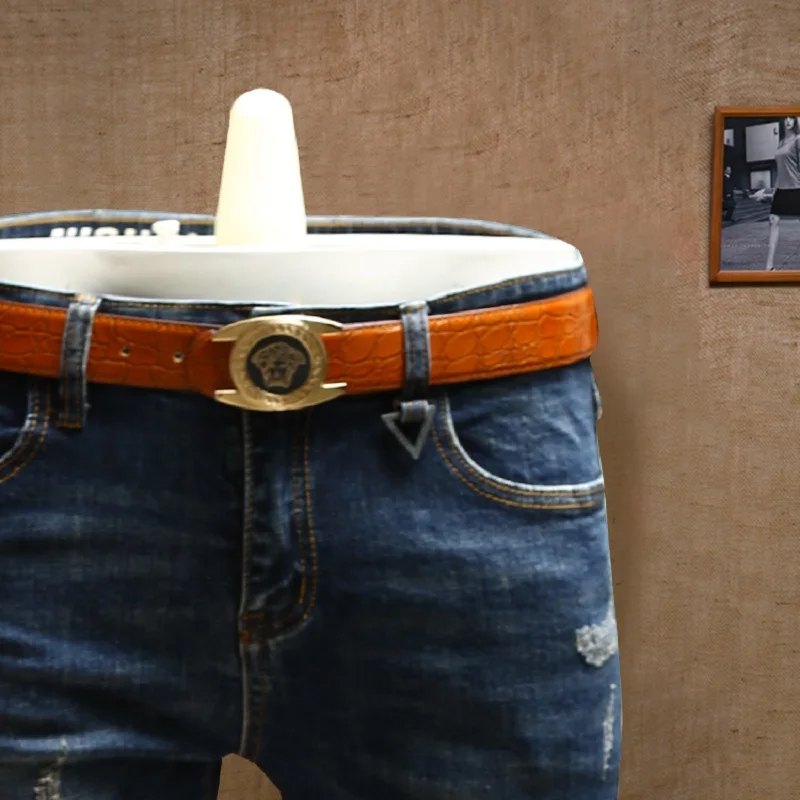 Fashion Men Skinny Ripped Jeans Cotton Stretch Denim Streetwear Blue Pants PSMJ71