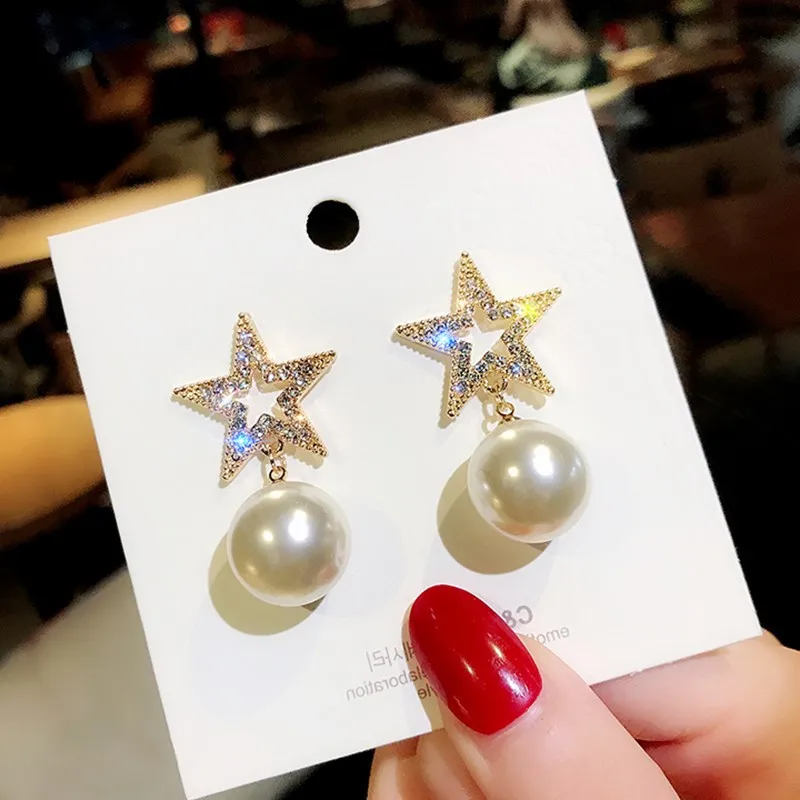 S925 Серебряная игла Advanced Sense Pentacle женские серьги с жемчугом Сетка Красный