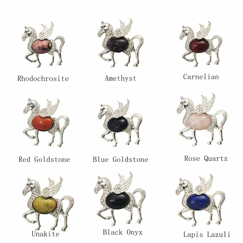 Женский кулон в виде единорога с кристаллами и крыльями лошади чакра для йоги