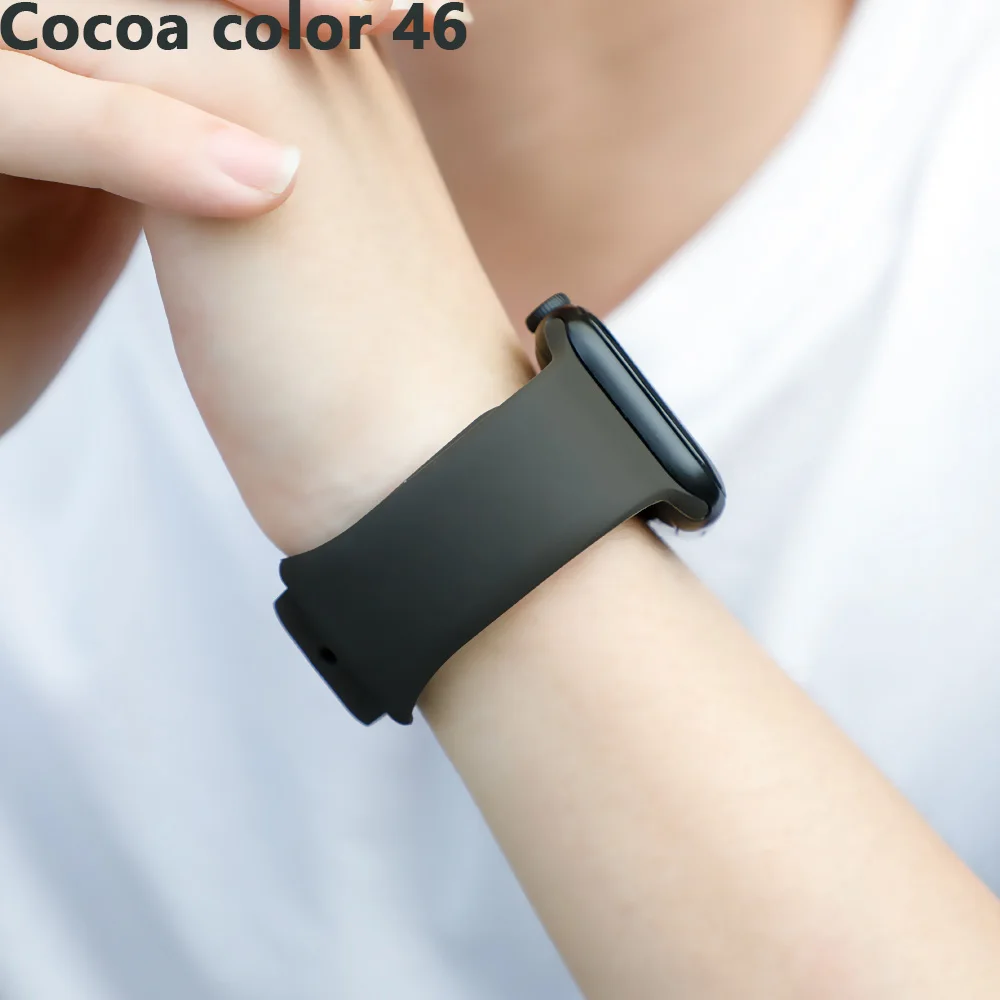 Cocoa color 46 Спортивный ремешок для Apple Watch ремешок 44 мм 40 4 3 iwatch ремешок 42 мм 38 мм силиконовый pulseira ремешок для часов Браслет Apple watch 5 ремешок 44 мм - Цвет ремешка: Cocoa color 46