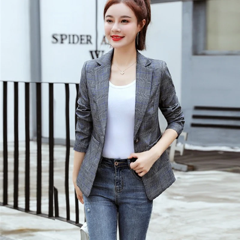 Весна Осень Новый плюс размер женский корейский короткий пиджак Повседневный
