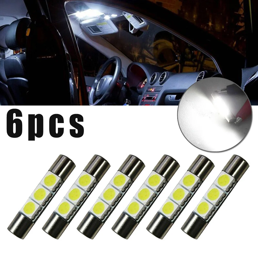 6 шт. ксеноновый белый 3SMD 6641 6614F светодиодный светильник солнцезащитный козырек